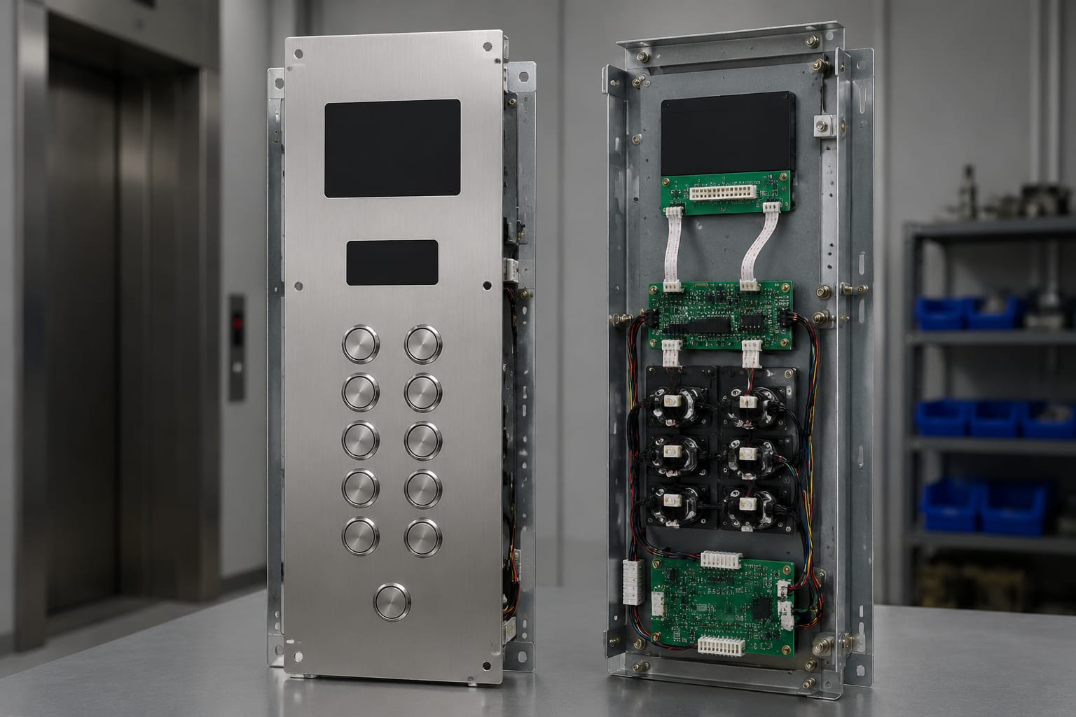 Panel de botones de elevador: COP, LOP y componentes