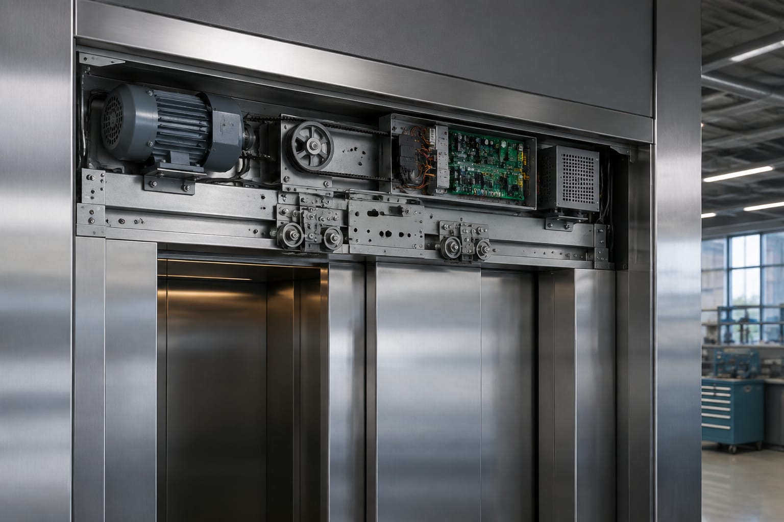 Door drive de elevador: motor, tarjeta y ajuste