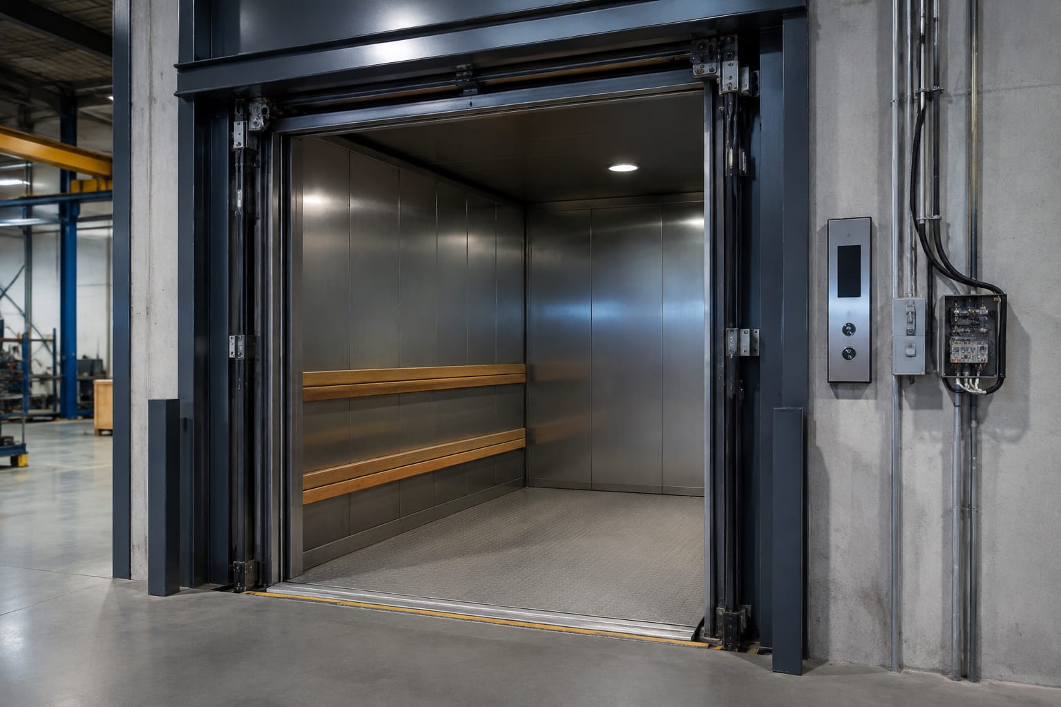 Partes para elevadores de carga: puertas, cerraduras y controles